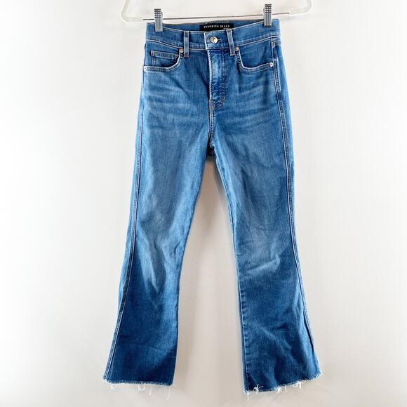 Veronica Beard Carson Crop Ankle High Rise Flare Jeans Blue 25 / 0 - Picture 1 of 4